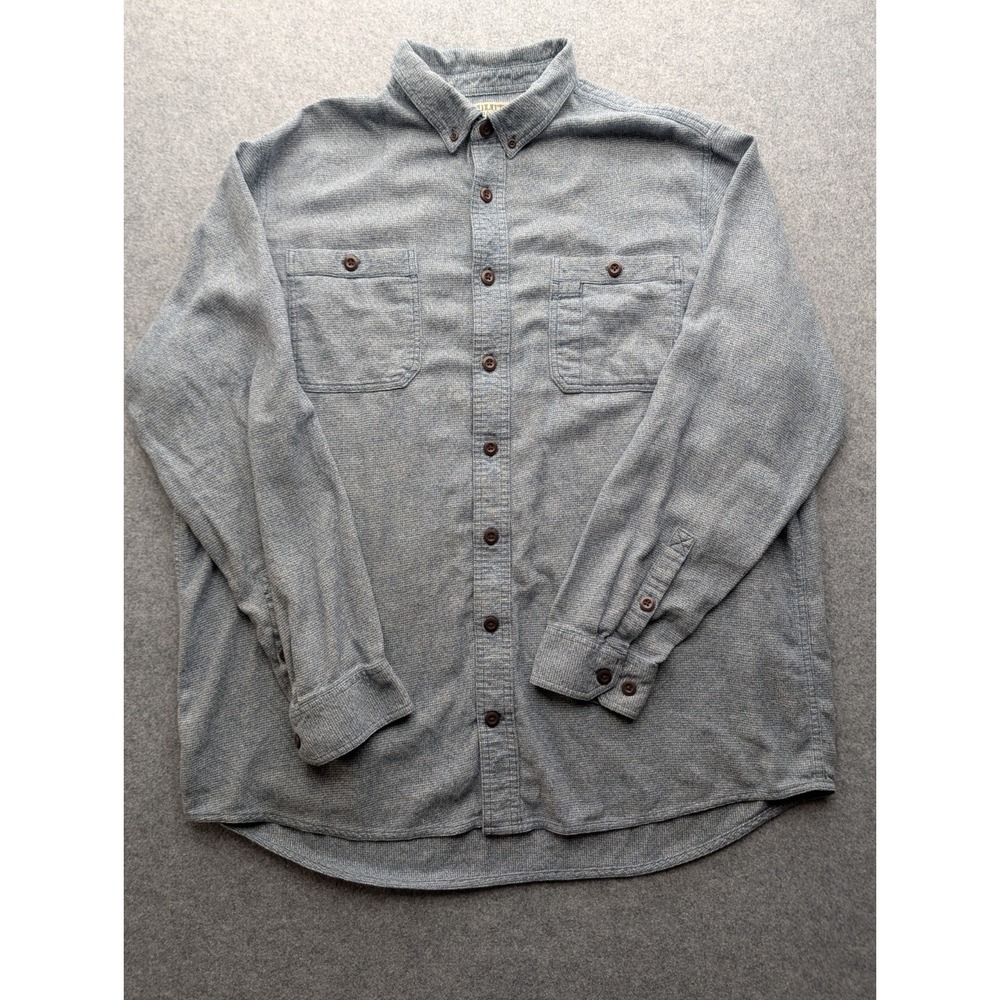 Duluth Trading Co Men's Shirt 2XL Blue Knit Button-up Pockets Long Sleeve